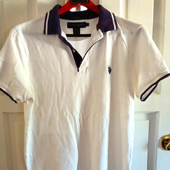 US Polo Men's White and Blue Polo Shirt - Picture 1 of 5